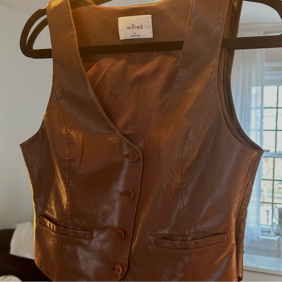 Aritzia Wilfred Desire Vest in Brown Leather - Picture 2 of 3